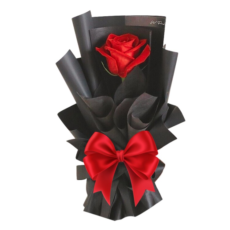 # 001 - A Unique Bouquet of Red Rose in Royal Black Paper - JK Florist